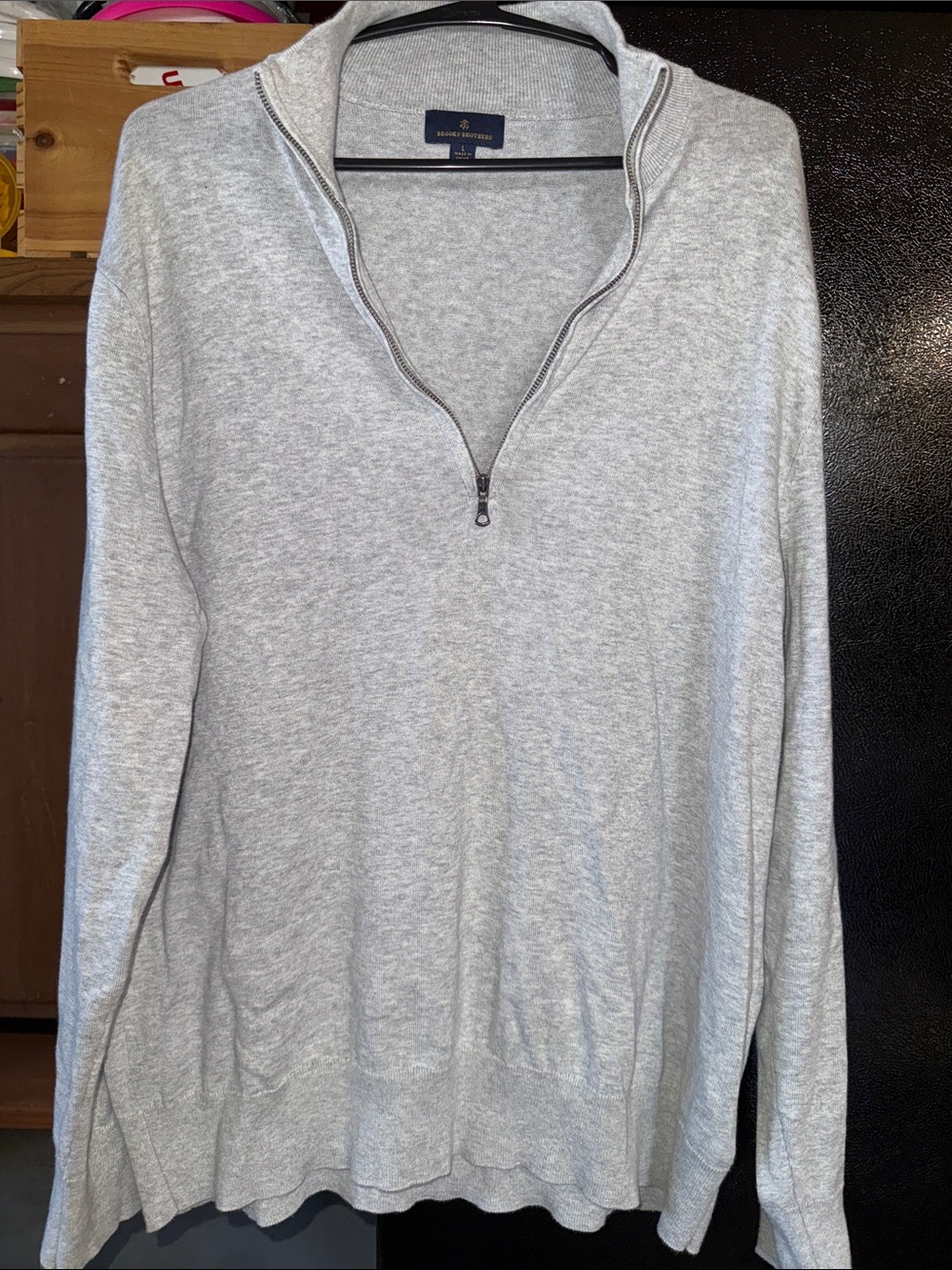 Brooks Brothers Size Large Light Gray Quarter-Zip Men's Sweater